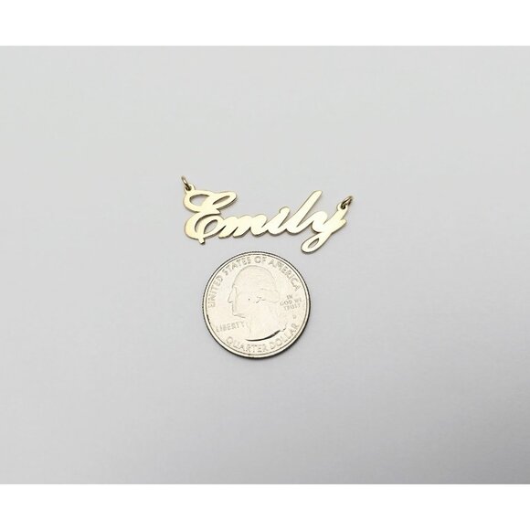Unique 14K Karat Solid Yellow Gold Designer Name Initial " Emily " Charm Pendant - Picture 10 of 13